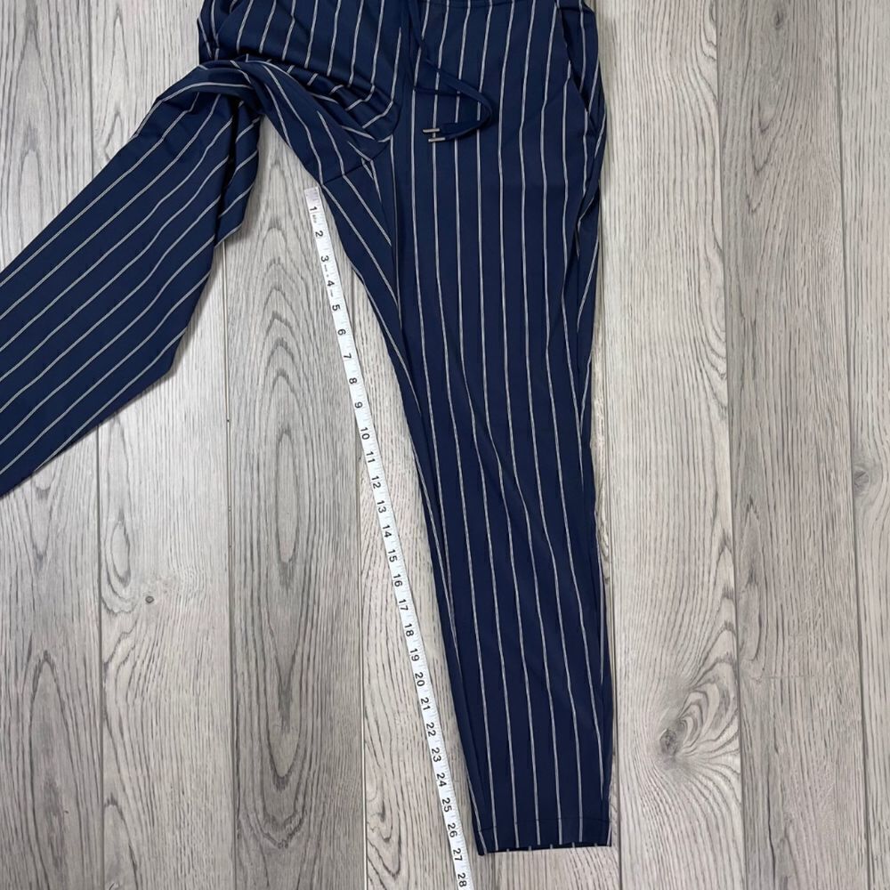 Athleta Blue Midtown Size 0 Stripe Ankle Pull On Athleisure Pants Trouser Office - Picture 12 of 16